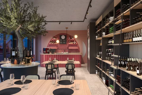 Wine shop and cafe. Riga.Year 2021
